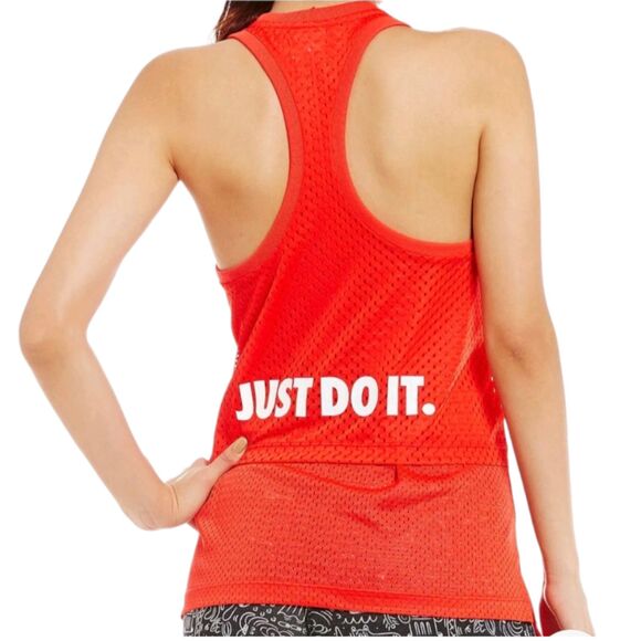 Nike Mesh Women's Tank Top Athletic Light Crimson/White Sz L - Picture 2 of 8